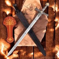 Medieval Templar Sword Handmade Battle Knight Crusader w Sheath & Plaque Gift Bf