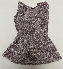 Tea Collection purple/brown feather dress, 6-12m with elastic waist and ruffles