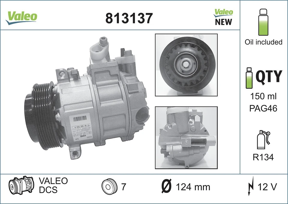 COMPRESSOR AIR CONDITIONING 813137 FOR MERCEDES-BENZ C-CLASS/T-Model/Sport 1.8L - Image 2 of 4