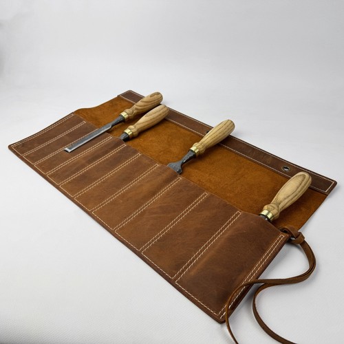 10-Pocket Leather Tool Case – For Carving Chisels, Knives & Woodwork Gear - Bild 7 von 11