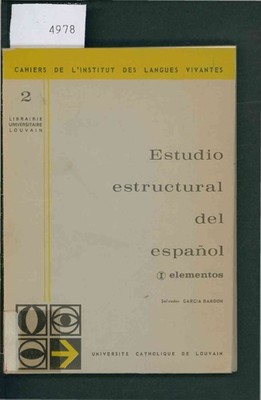 Estudio Estructural del Espanol. 1, Elementos. Bardon, Salvador Garcia: