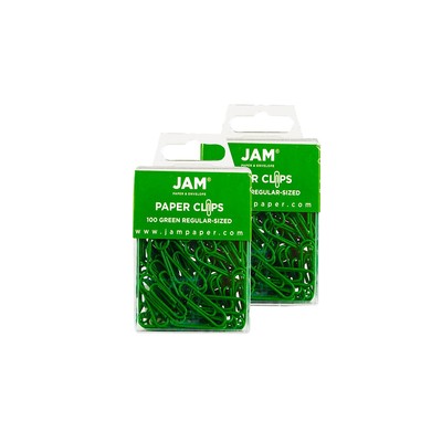 JAM Paper Colored Standard Paper Clips Small 1 Inch Green Paperclips 2183752A