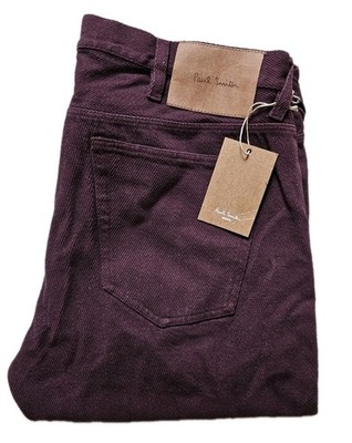 PAUL SMITH Jeans Herren W 32 L 32 Slim Fit Burgund Twill Denim UVP 165£