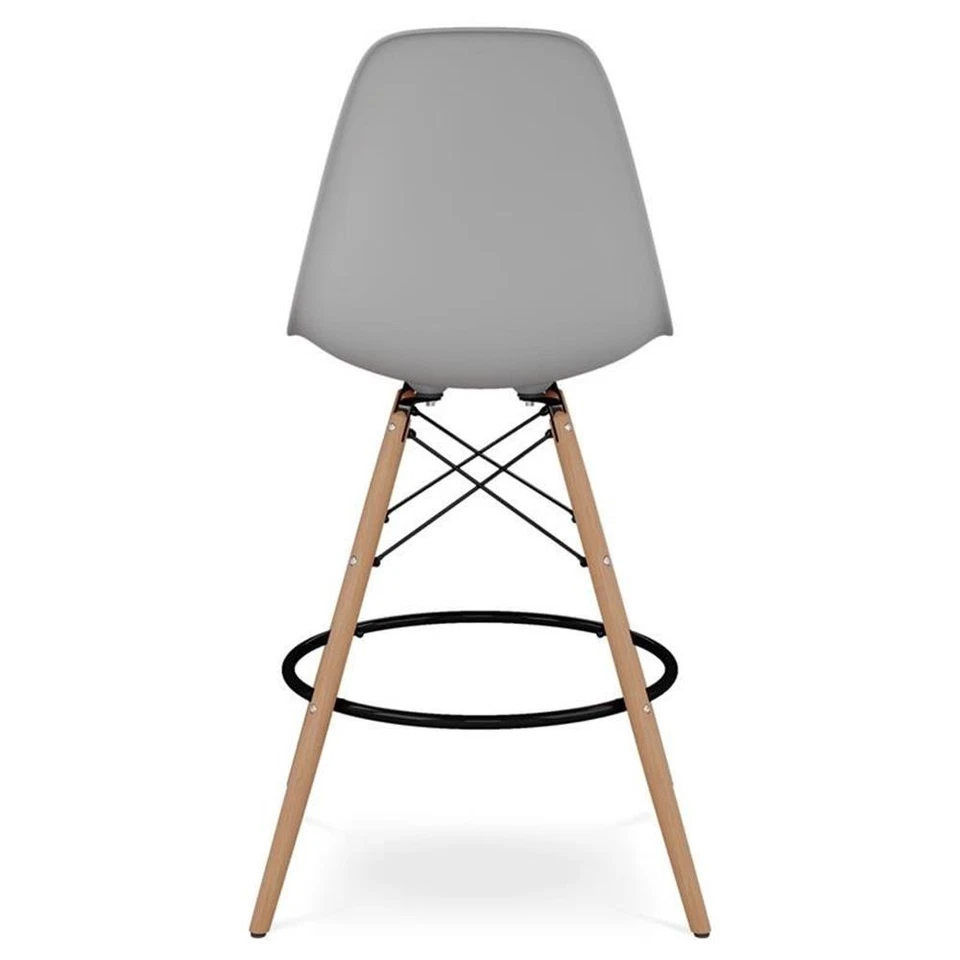 Aron Living Pyramid 28" Plastic and Wood Counter Stool in Gray - Image 4 of 4