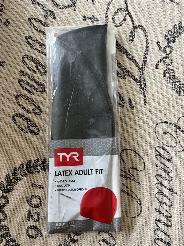 TYR Solid Latex Swim Cap Black Adult Fit One Size Fits All