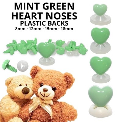 HERZNASE mit Sicherheitsrücken - MINTGRÜN - Tier für Stofftiere & Teddybären