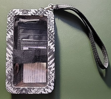 Cell Phone Wristlet / Card Holder / Paisley Print / Clear View For Cell / Pocket