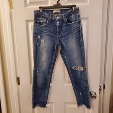 Moussy Vintage Jeans Women 26 Mid Rise Ankle Tapered Distressed Blue Chic Japan