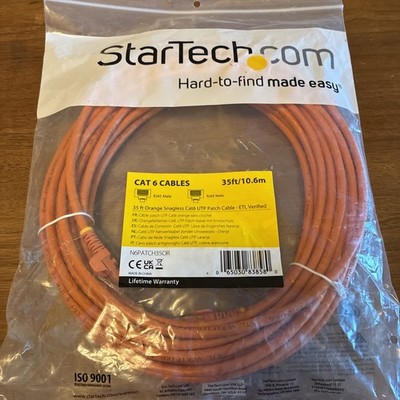 Startech 35ft Orange Cat6 Ethernet Cable Delivers Multi Gigabit 1/2.5/5gbps & 10