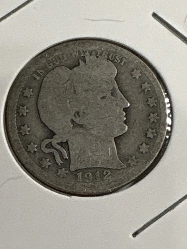 Lot of 2 Barber Quarters 1912 & 1914 Silver 90% US Coins Circulated