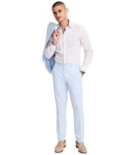 Bar Iii Mens Slim fit Dress Pants 34 / 34 Light Blue Solid Stretch