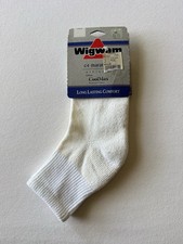 Vintage Wigwam Short Crew Marathon Socks Size MD - White - Made in USA - NWT