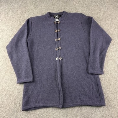 Peruvian Connection Pullover Strickjacke Damen mittelblau Baby Alpaka Knopf