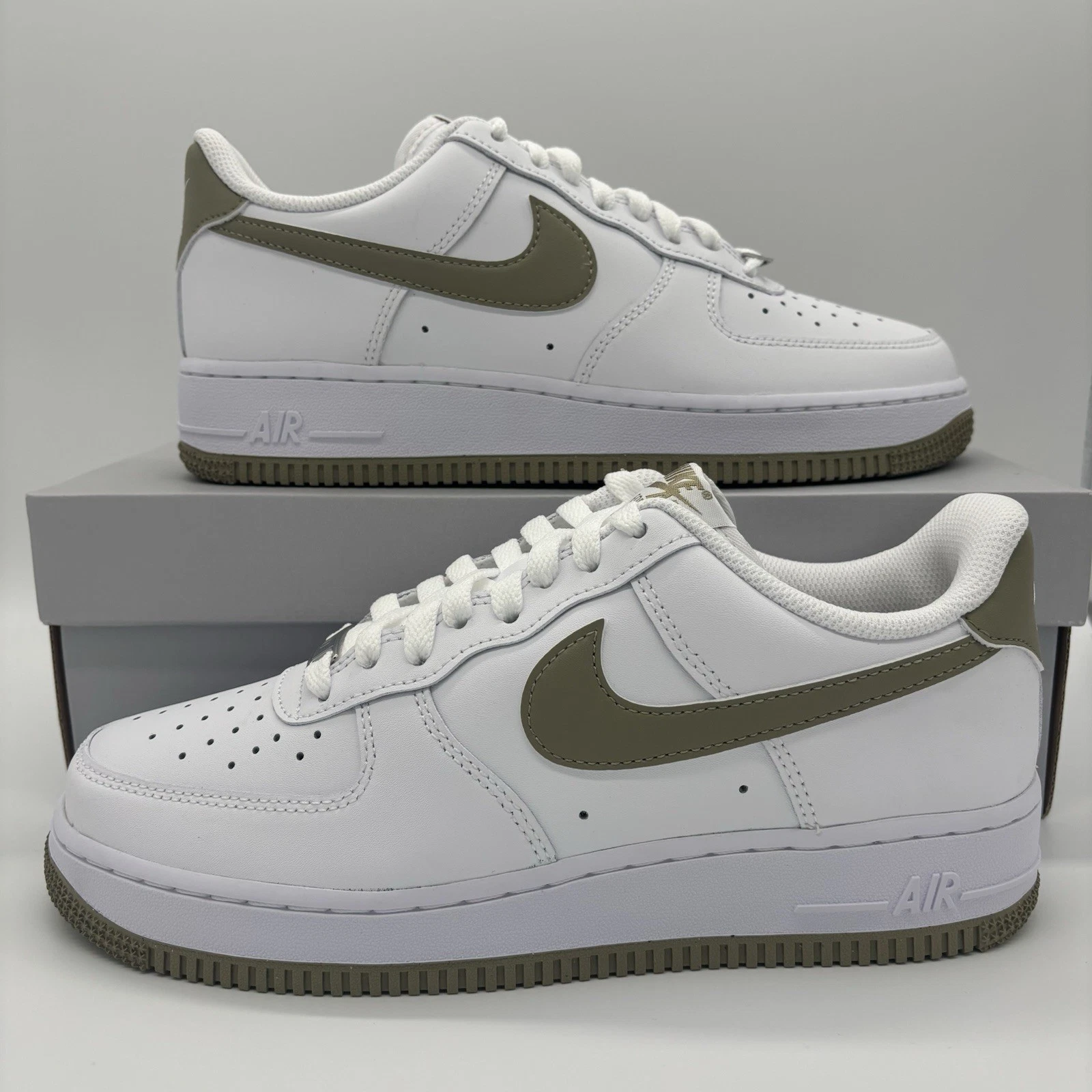 Nike Air Force 1 '07 White Neutral Olive Sneakers FJ4146-110 Mens Sizes NEW