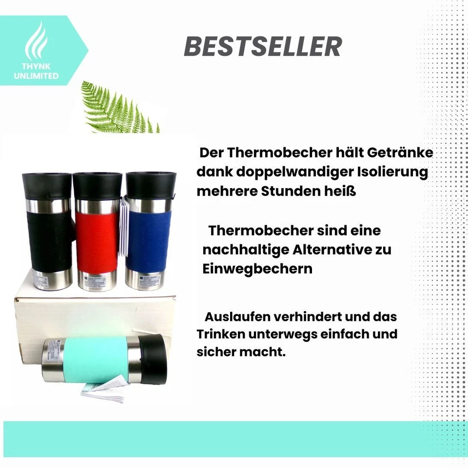 Thermobecher Kaffee Isolierbecher Isolier Becher 350ml Edelstahl to go Kaffee - Bild 2 von 4