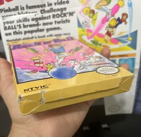 Rock n Ball Pinball Nintendo NES Game 1989 Complete CIB Manual Poster Tested!