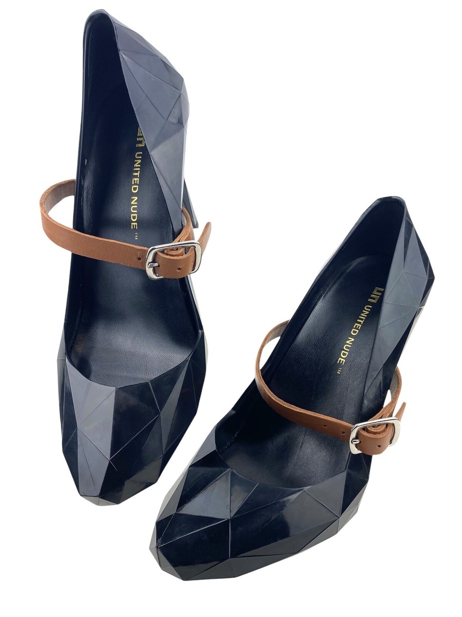 United Nude Lo Res Rubber Mary Jane Black Pumps Shoes Women