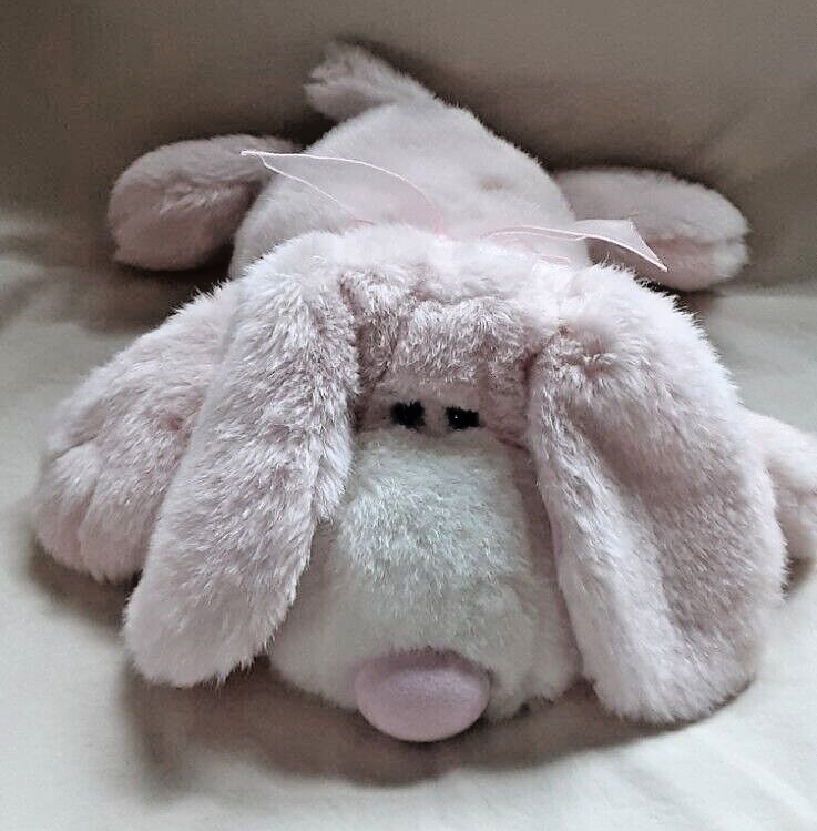 Animal Adventure Pink White Laying Puppy Dog Plush Animal
