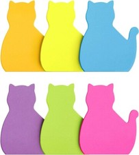 Cat Shape Sticky Notes 6 Color Bright Colorful Sticky Pad 75 Sheets 6 Pads