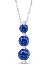 Three Stone Journey Necklace 18" Simulated Birthstone In 14k White Gold Plated