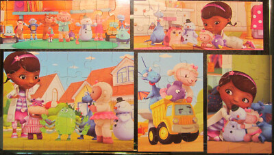 Disney Doc McStuffins 5 Sm Jigsaw Puzzle WOOD STORAGE CASE Childrens Complete