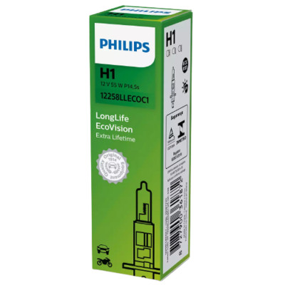 Philips PH-12258LLECOC1 P14,5s. LONGLIFE ECOVISION. H1 halogen