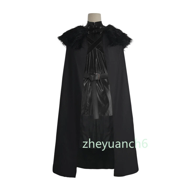 Game of Thrones Knight Men Halloween Cloak Black Outfit Full Set Cosplay Costume - Image 3 of 4