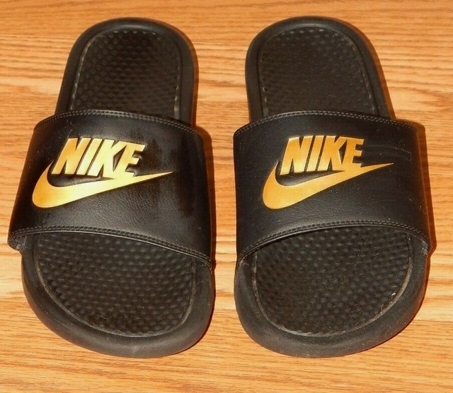 Nike Size 11 Mens Benassi JDI Slide Sandals 343880-016 Black Gold for sale online | eBay