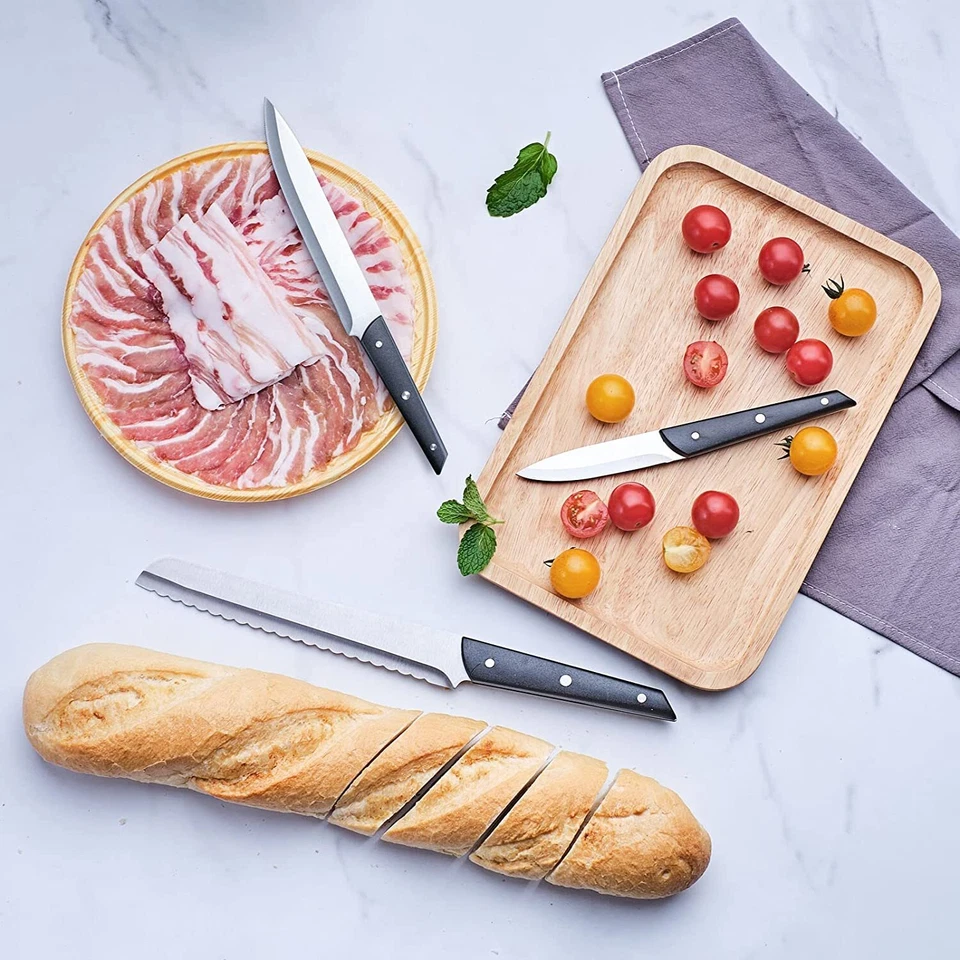 Juego de cuchillos con bloque, LapEasy 15 piezas juego de cuchillos de cocina con soporte de bloque de pino Foto 2 de 4