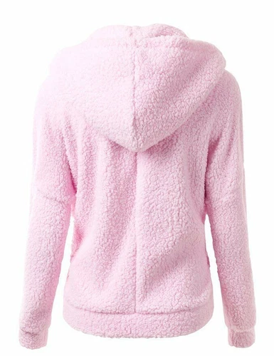 Womens Zipper Hoodie solid Fluffy Coat Overcoat Jacket Tops Outwear PLUS SIZE - Picture 13 of 17