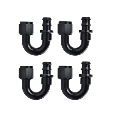 4 x 10AN 180 Degree Push on Lock Hose Fitting Adaptor For Oil Fuel Water Air 