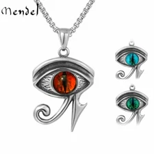 MENDEL Mens Womens Egypt Egyptian Pharaoh Evil Eye of Horus Ra Pendant Necklace
