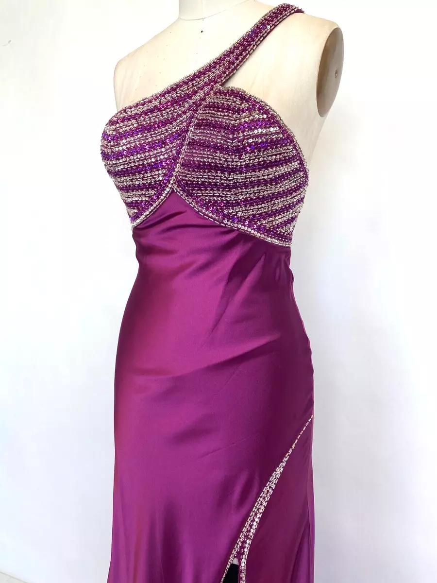 Plum Prom Dress Size 4 Beaded Silky Party Dress Purple Holiday