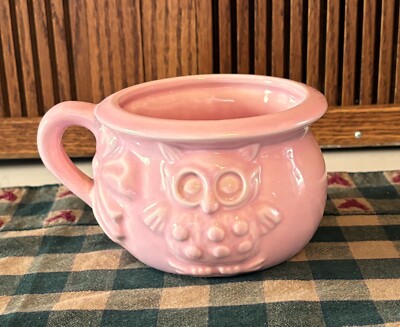 Small Vintage Haeger Pink Pottery Chamber Pot Owl & Good Night, Sleep Tight