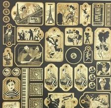 Graphic 45 Curtain Call Collection 12 x 12 Curtain Call Tags Accents Cardstock