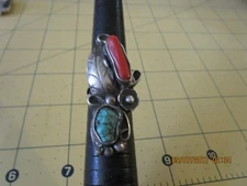VINTAGE ANNIE CHAPO NAVAJO STERLING SILVER RED CORAL RING southwest  8