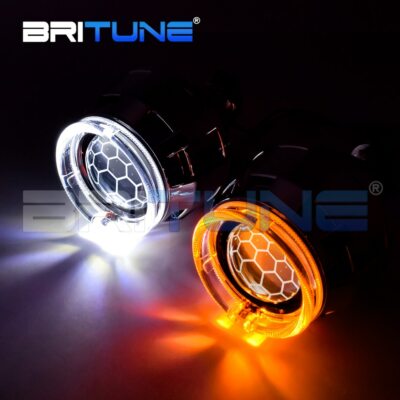 2.5'' Headlight Lens Bi-xenon HID Projector LED Angel Eyes Switchback Honeycomb