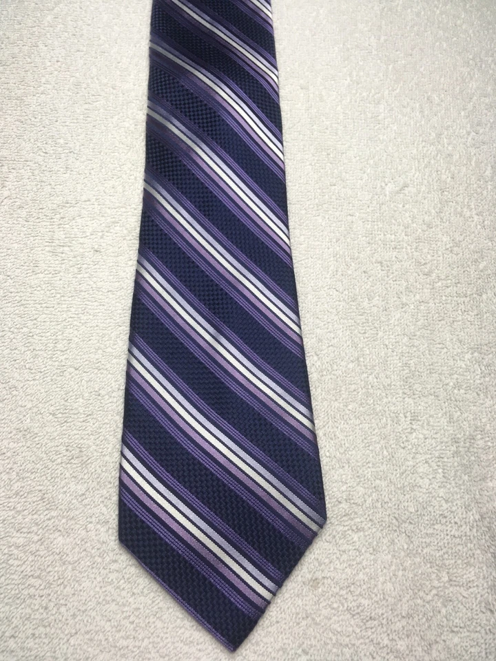 CORBATA CAMPIA MODA HOMBRE MORADO Y AZUL MARINO RAYAS 3,5 X 60 Foto 2 de 4