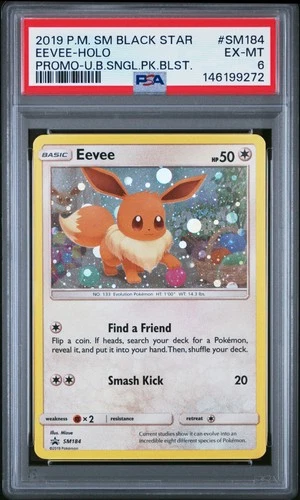 2019 POKEMON UNBROKEN BONDS SINGLE PACK BLISTERS #SM184 EEVEE-HOLO PSA 6