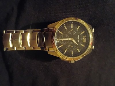   Fossil Mens BQ9328 Stainless Steel 10ATM Black Dial Multi-function Watch