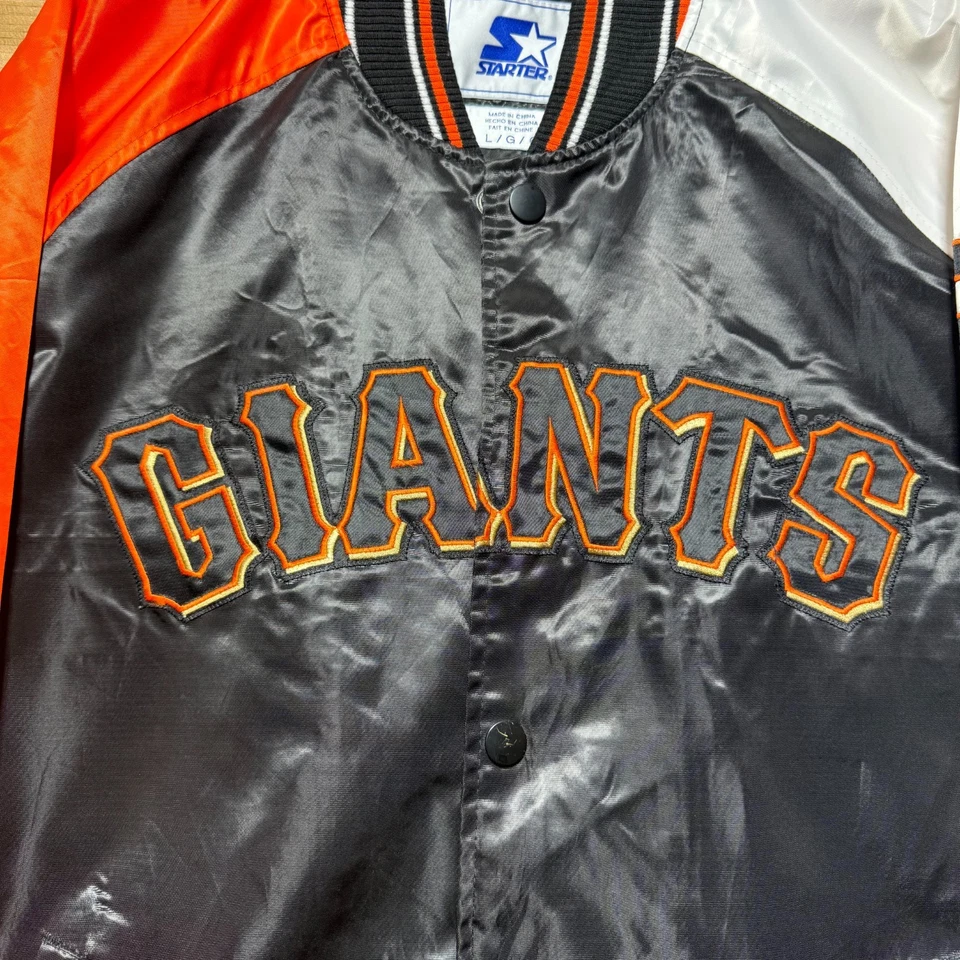 Vintage 90s San Francisco Giants MLB Colorblock Satin Bomber Jacket - Size Large - Image 2 of 4