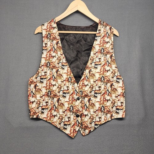 Cat Print Vest Handmade Womens Medium 