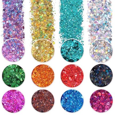 Holographic Chunky Glitter for Resin Art Crafts, Cosmetic Glitter Jewelry Making