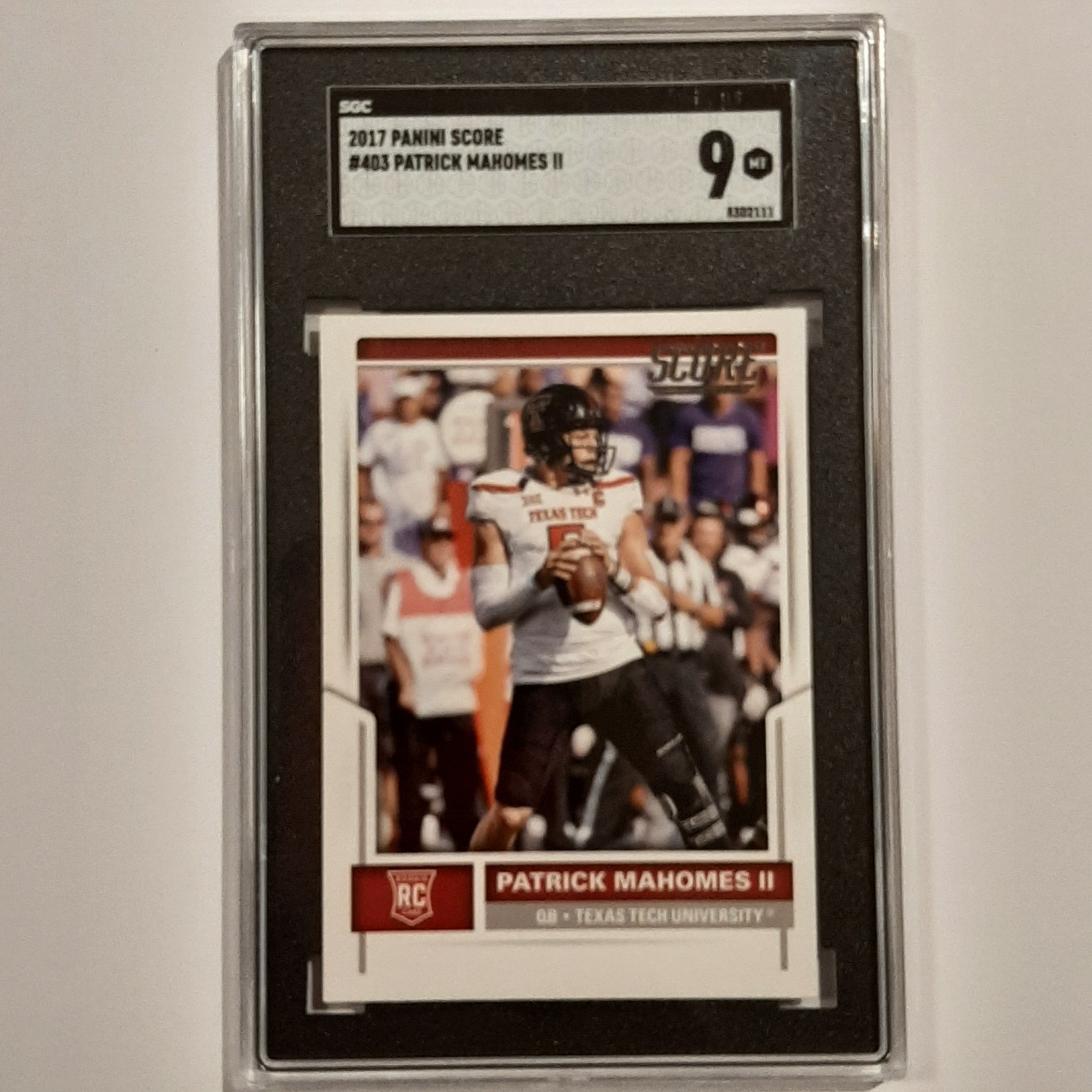 PATRICK MAHOMES 2017 SCORE #403 GRADED SGC 9 MINT   RC  PAT