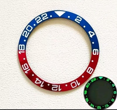 RINGEINSATZ ROT BLAU FLUORESZIEREND 38 MM SKX007 SKX009 SRPD GMT SUB LÜNETTE