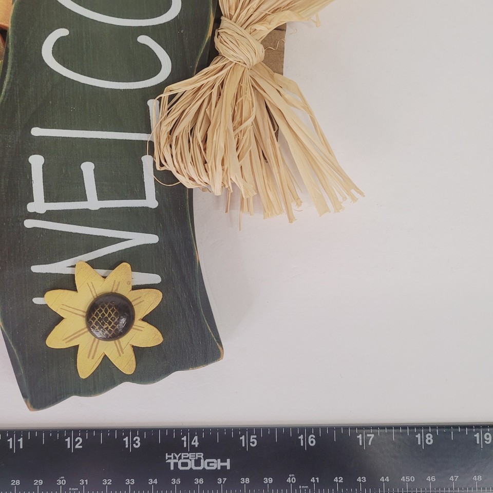 Used Wood Sign Fall Leaves Wooden Welcome Sign Autumn Door Wall Decor Orange Yellow ...