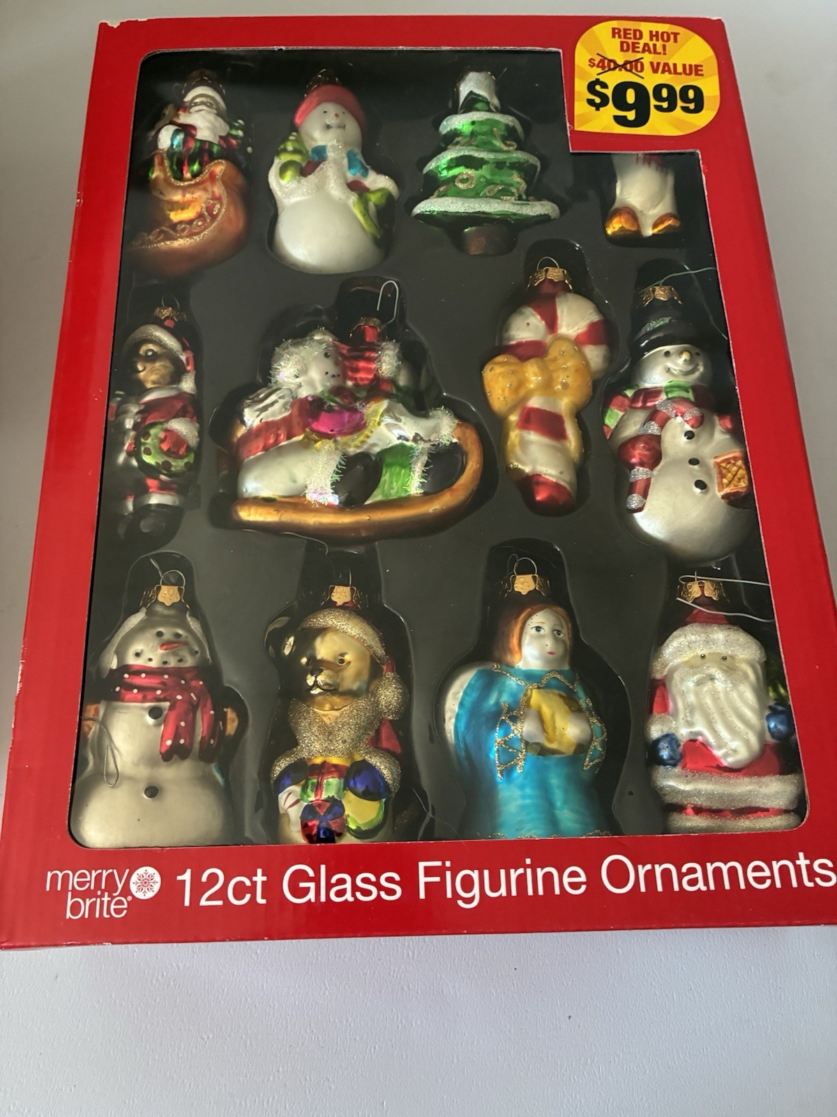 Merry Bright 12 count glass figurine ornaments 2010 cvs