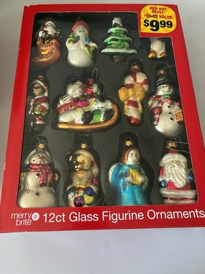 Merry Bright 12 count glass figurine ornaments 2010 cvs