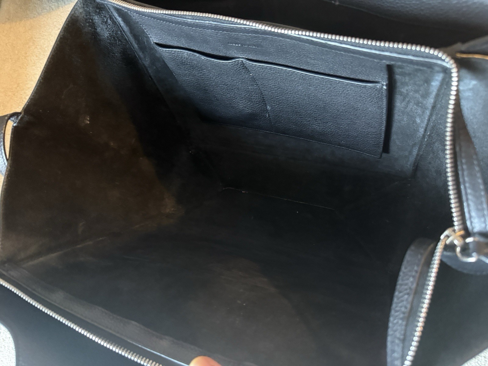 Celine Tri-Fold Medium Bag Black Grained Leather Very Good Condition image 10