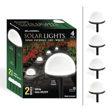 Bell + Howell Outdoor Solar Powered DOME Pathway Lights LED 4 Lights New